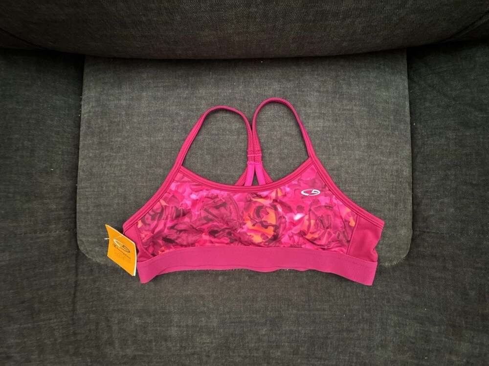 Champion C9 Girls Duo Dry Racerback Sports Bra Pink Floral